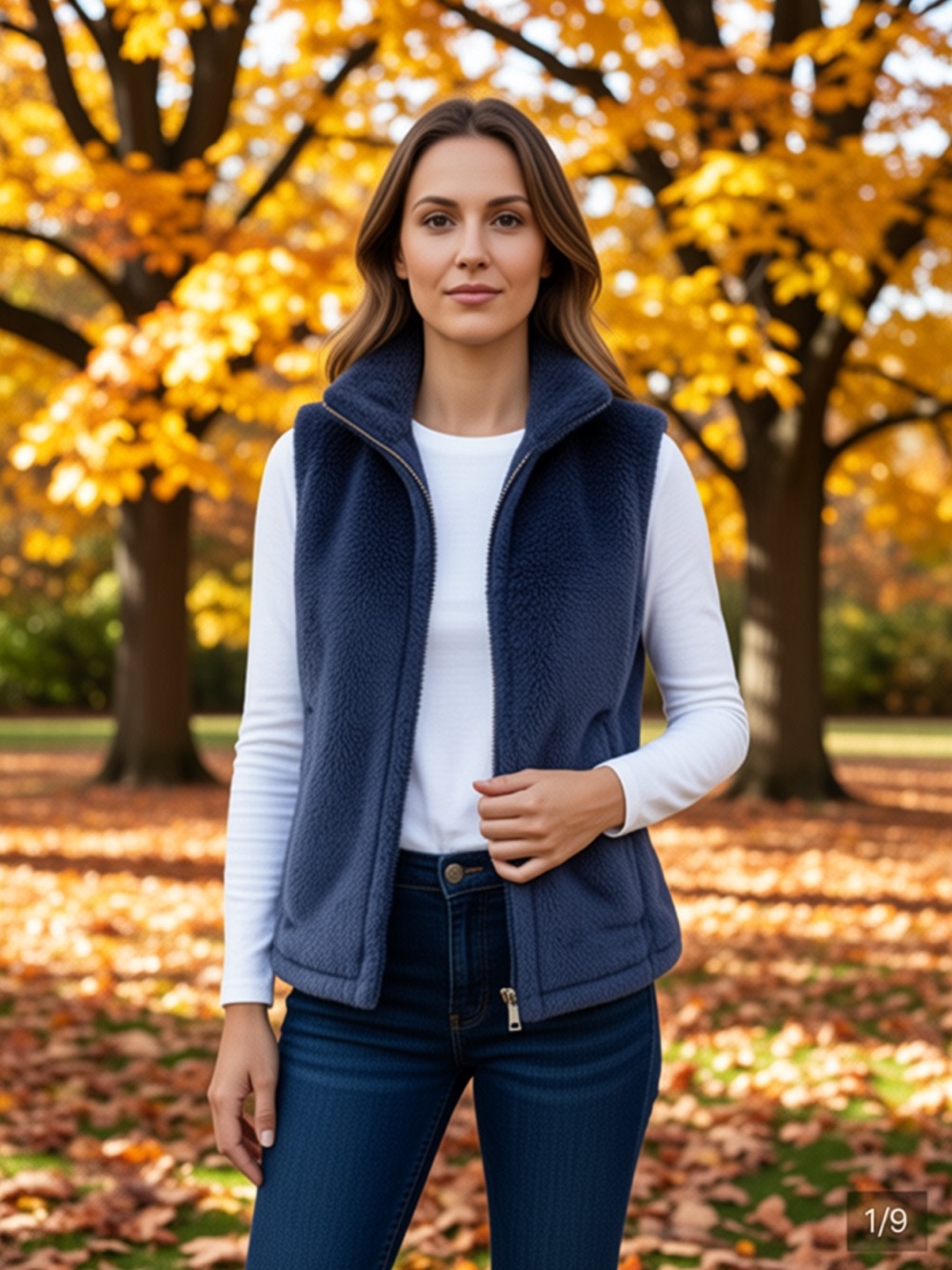 Croft & Barrow Plush High-Neck Navy Faux Fur Vest - Women